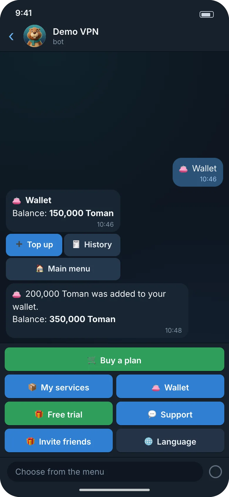 Illustration: the wallet and a top-up